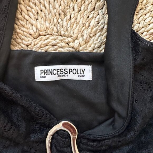 Princess Polly Moderna Halter Lace Top Black, 0 - Picture 4 of 5